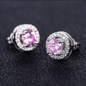 New Women’s 925 Silver Sapphire Round Cut Earrings
